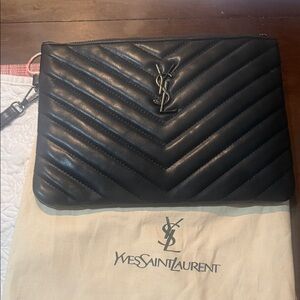 Yves Saint Laurent Black Chevron Men's Pouch